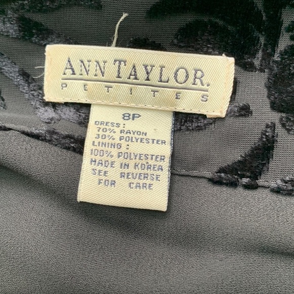 VINTAGE Ann Taylor Black BurnOut Velvet Sleeveless Sheath Cocktail Dress 8P - Picture 7 of 9